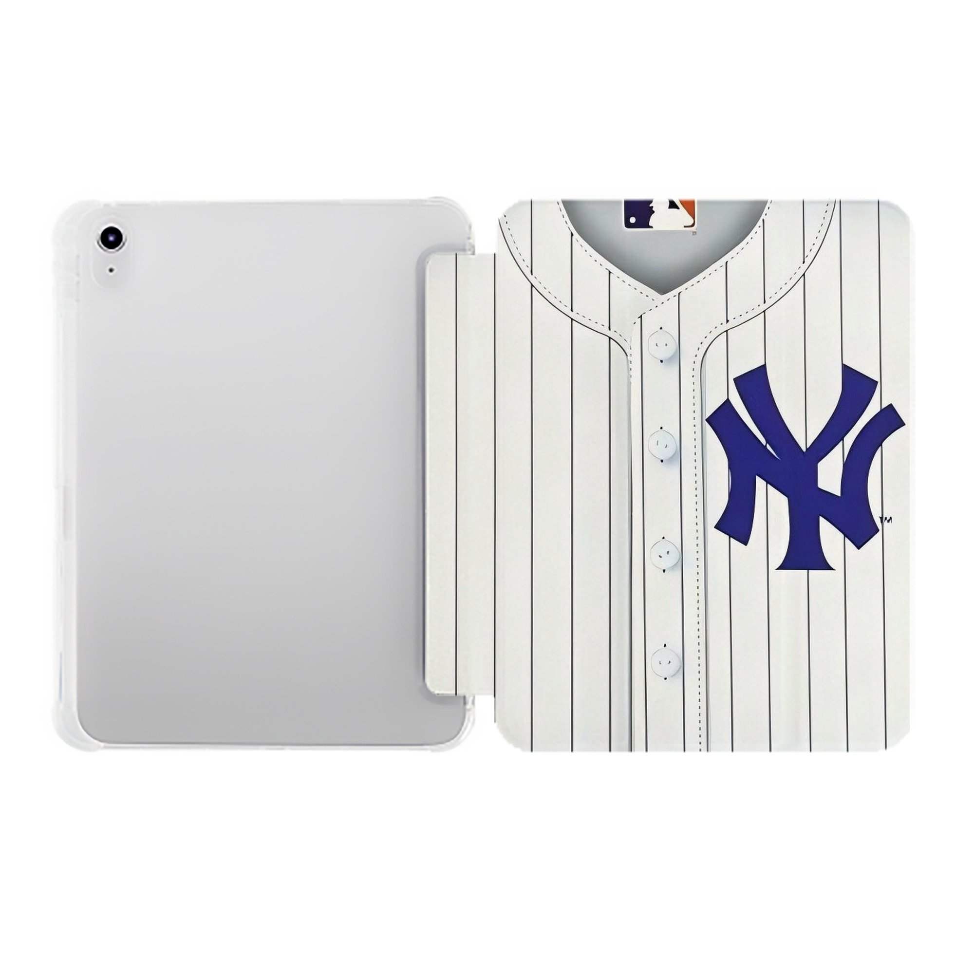 New York Yankees 213 Premium Tri-Fold PU Leather & Silicone IPad Case With Pencil Slot – Fits 9.5,10.5,10.9 – Adjustable Stand, Slim, Protective